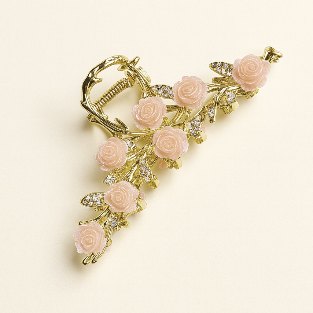 Kovový skřipec do vlasů s růžičkami2